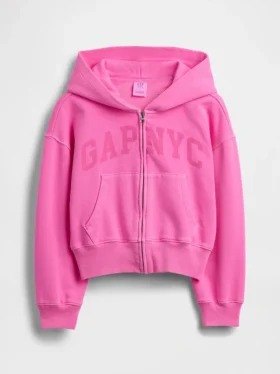 Vintagesoft oversized hoodie met rits en logo voor kinderen