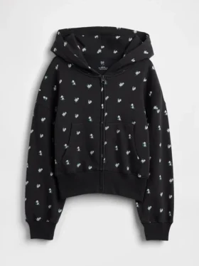 Vintagesoft oversized hoodie met rits en logo voor kinderen