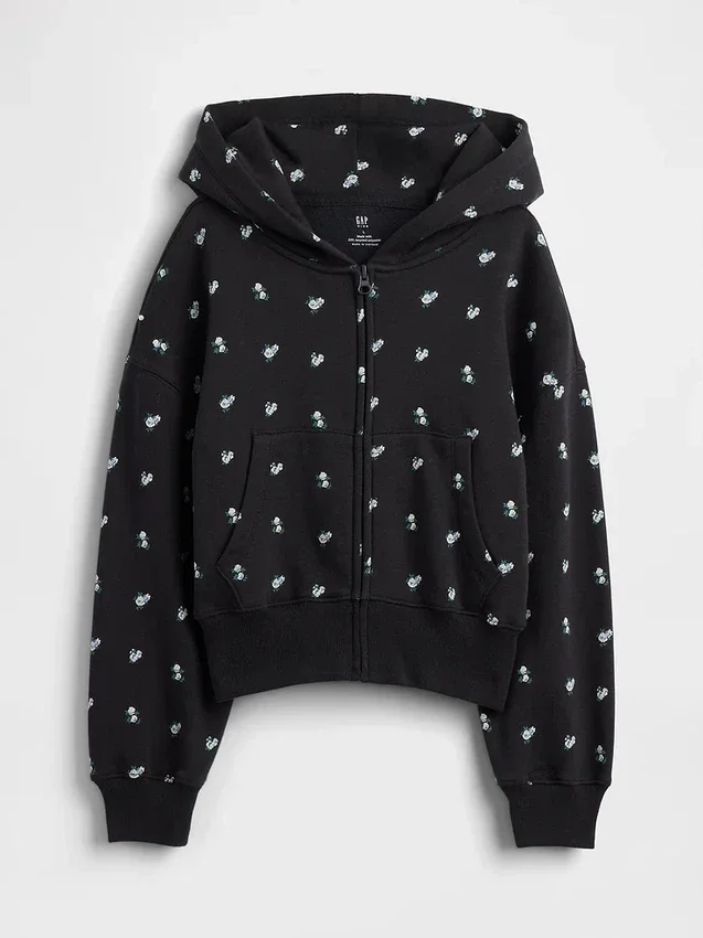 Vintagesoft oversized hoodie met rits en logo voor kinderen