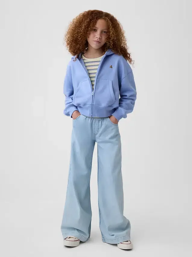 Vintagesoft oversized hoodie met rits en logo voor kinderen