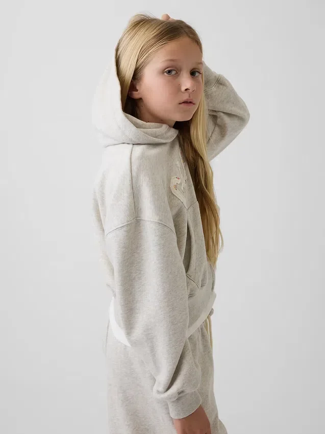 Vintagesoft oversized hoodie met rits en logo voor kinderen