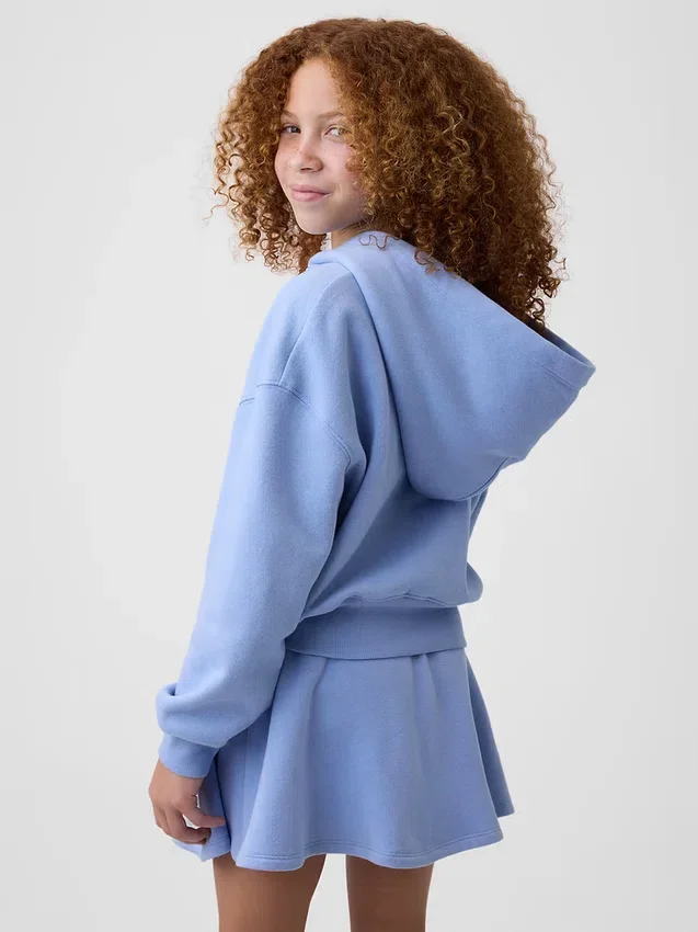 Vintagesoft oversized hoodie met rits en logo voor kinderen