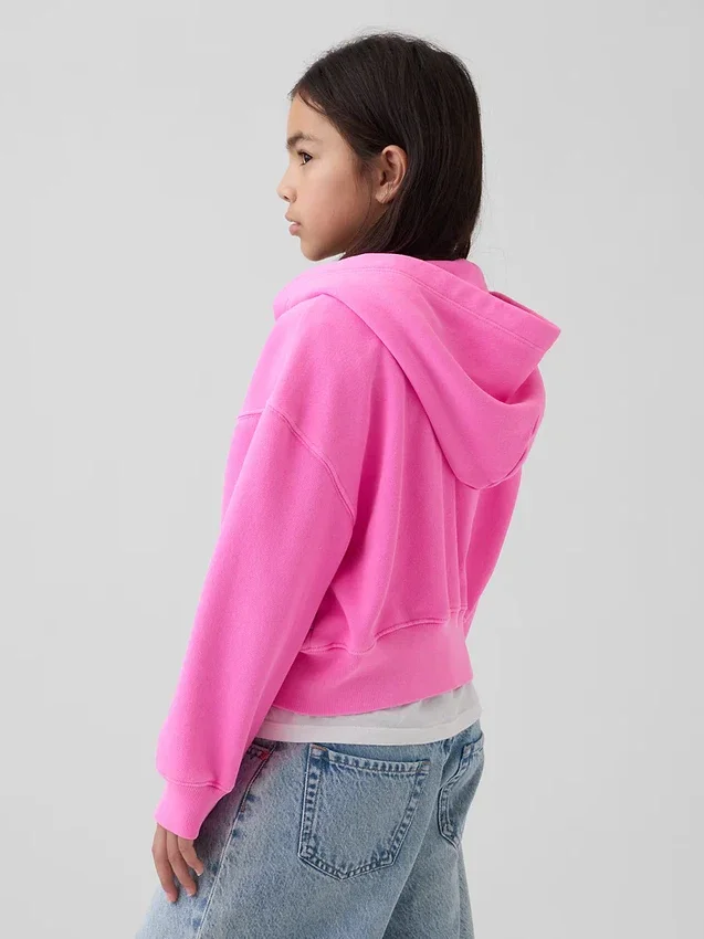 Vintagesoft oversized hoodie met rits en logo voor kinderen