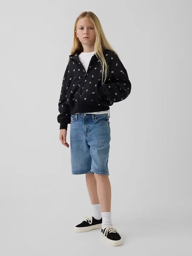 Vintagesoft oversized hoodie met rits en logo voor kinderen