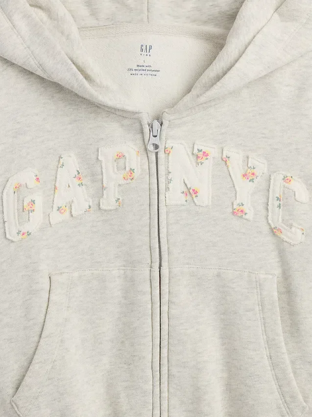 Vintagesoft oversized hoodie met rits en logo voor kinderen