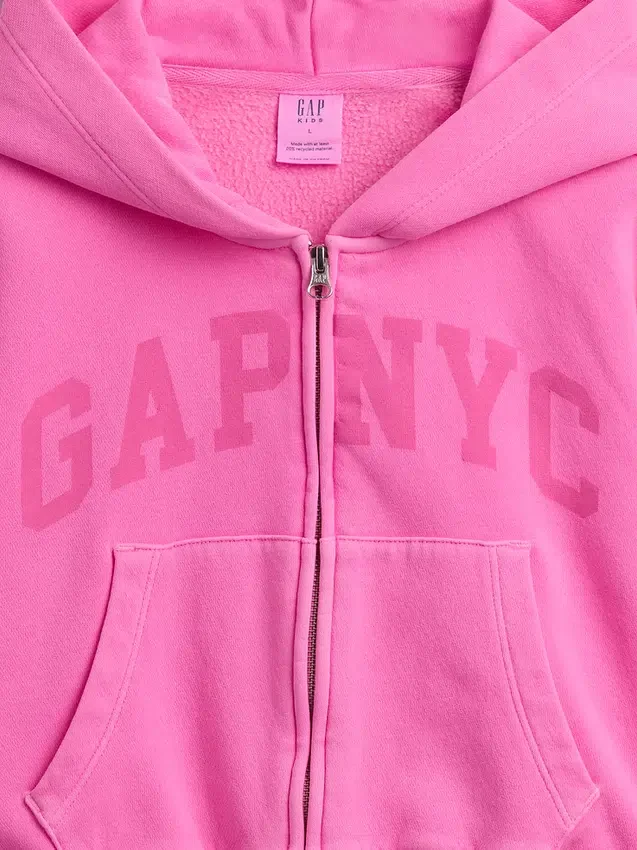 Vintagesoft oversized hoodie met rits en logo voor kinderen