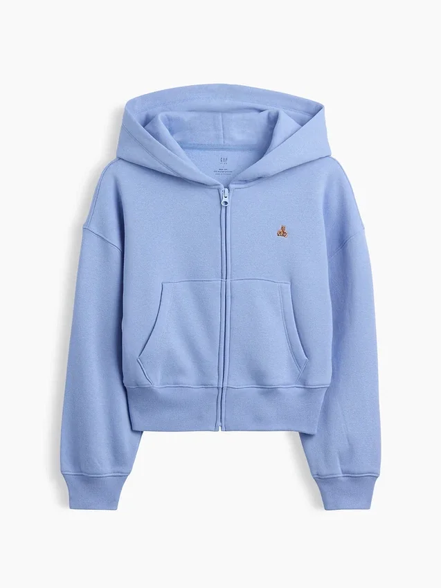 Vintagesoft oversized hoodie met rits en logo voor kinderen