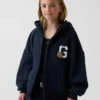 Vintagesoft oversized hoodie met rits voor kinderen