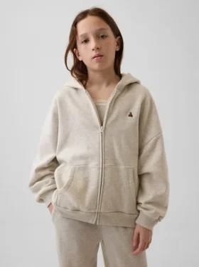 Vintagesoft oversized hoodie met rits voor kinderen