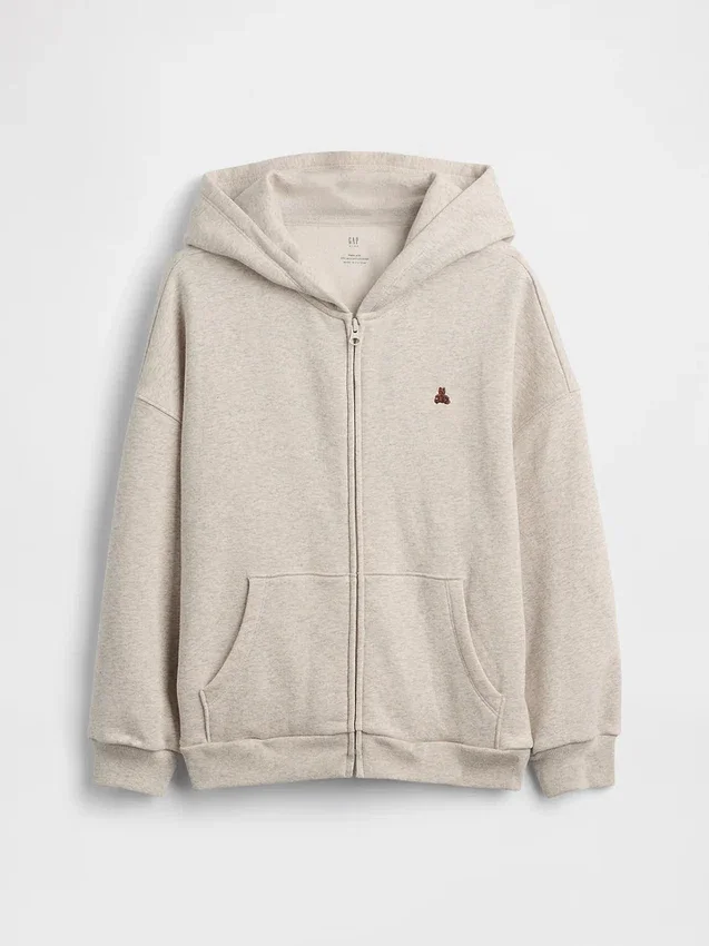 Vintagesoft oversized hoodie met rits voor kinderen