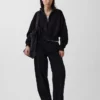 Vintagesoft oversized pullover met halve rits en wigvormige hals