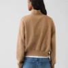 Vintagesoft oversized pullover met halve rits en wigvormige hals