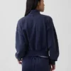 Vintagesoft oversized pullover met halve rits en wigvormige hals