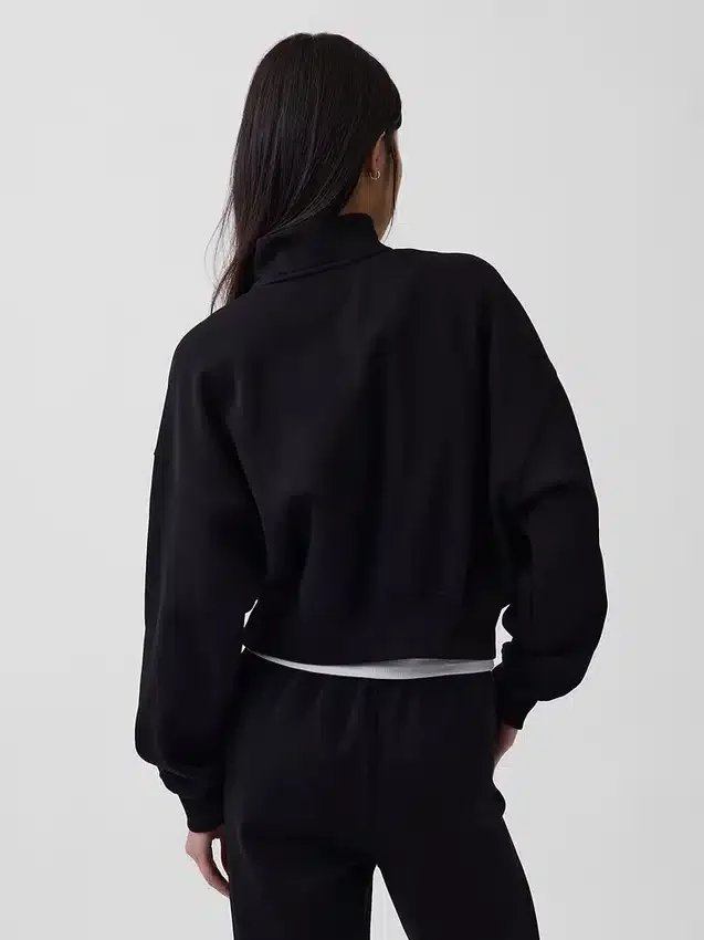 Vintagesoft oversized pullover met halve rits en wigvormige hals