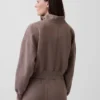 Vintagesoft oversized pullover met halve rits en wigvormige hals