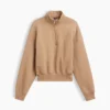 Vintagesoft oversized pullover met halve rits en wigvormige hals