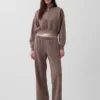 Vintagesoft oversized pullover met halve rits en wigvormige hals