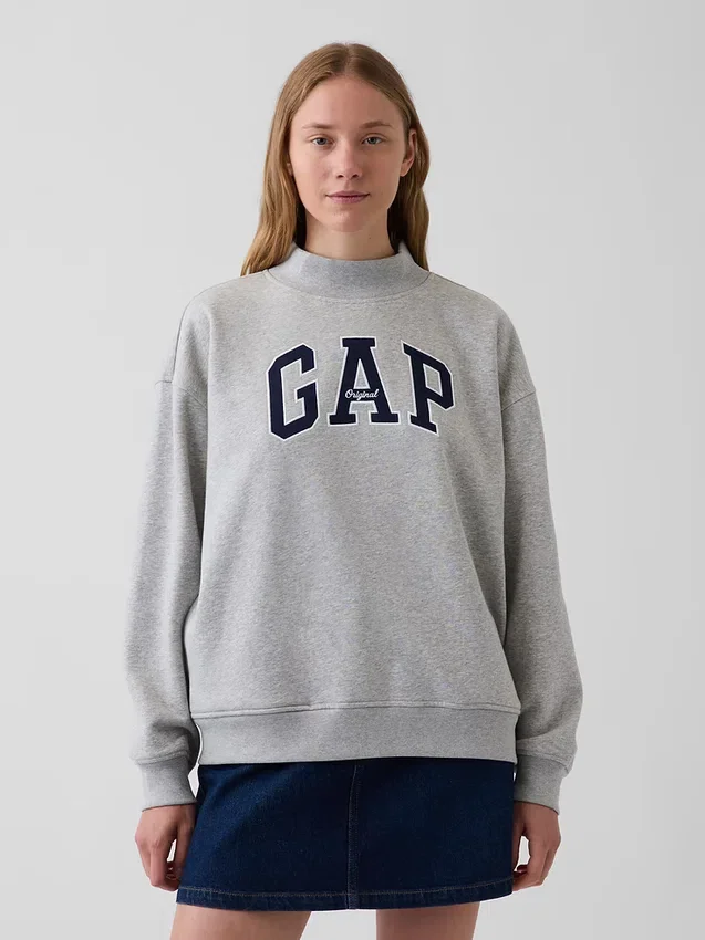 Vintagesoft oversized sweatshirt met logo en staande kraag