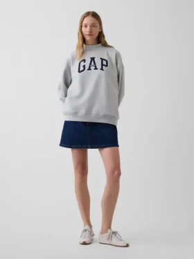 Vintagesoft oversized sweatshirt met logo en staande kraag