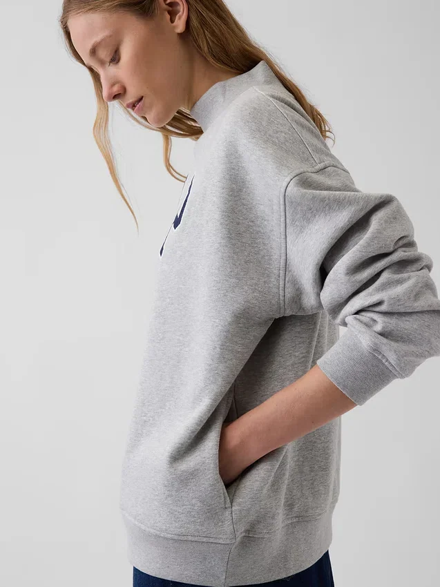Vintagesoft oversized sweatshirt met logo en staande kraag
