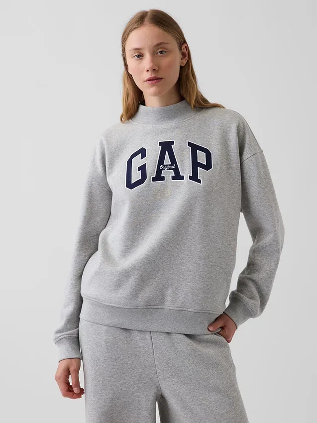 Vintagesoft oversized sweatshirt met logo en staande kraag