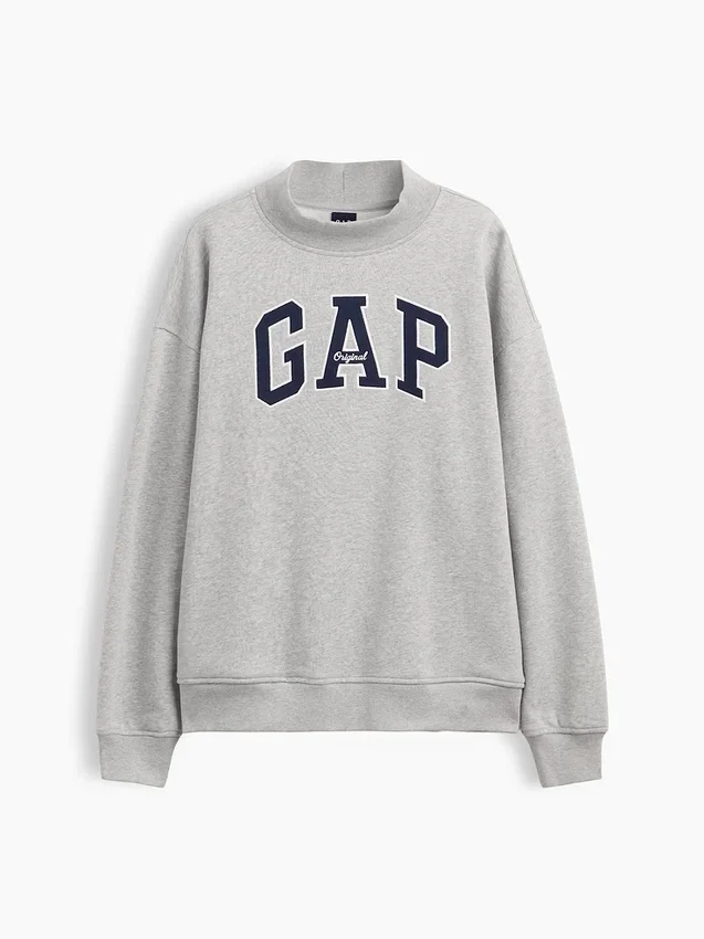 Vintagesoft oversized sweatshirt met logo en staande kraag