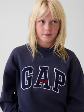 Vintagesoft oversized sweatshirt met logo en staande kraag voor kinderen