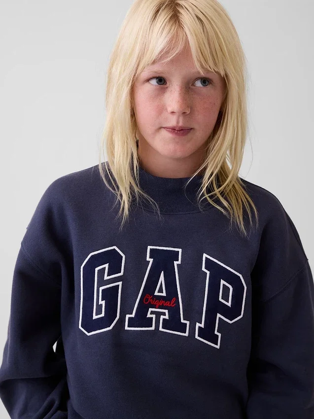 Vintagesoft oversized sweatshirt met logo en staande kraag voor kinderen