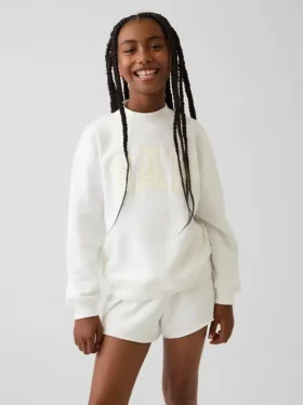 Vintagesoft oversized sweatshirt met logo en staande kraag voor kinderen