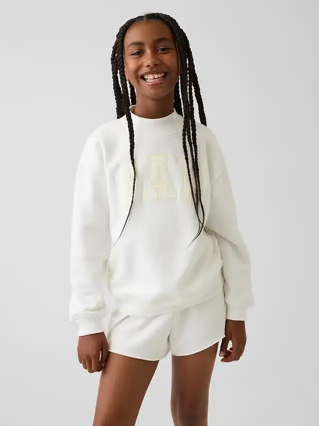 Vintagesoft oversized sweatshirt met logo en staande kraag voor kinderen