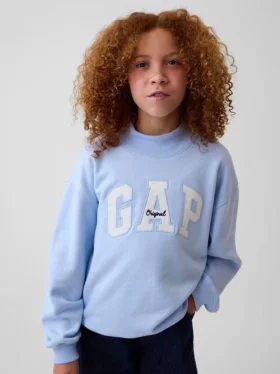 Vintagesoft oversized sweatshirt met logo en staande kraag voor kinderen