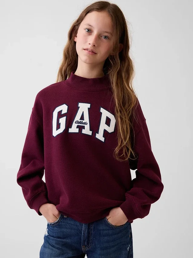Vintagesoft oversized sweatshirt met logo en staande kraag voor kinderen