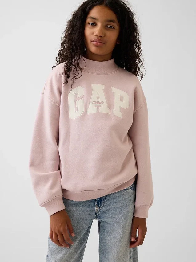 Vintagesoft oversized sweatshirt met logo en staande kraag voor kinderen
