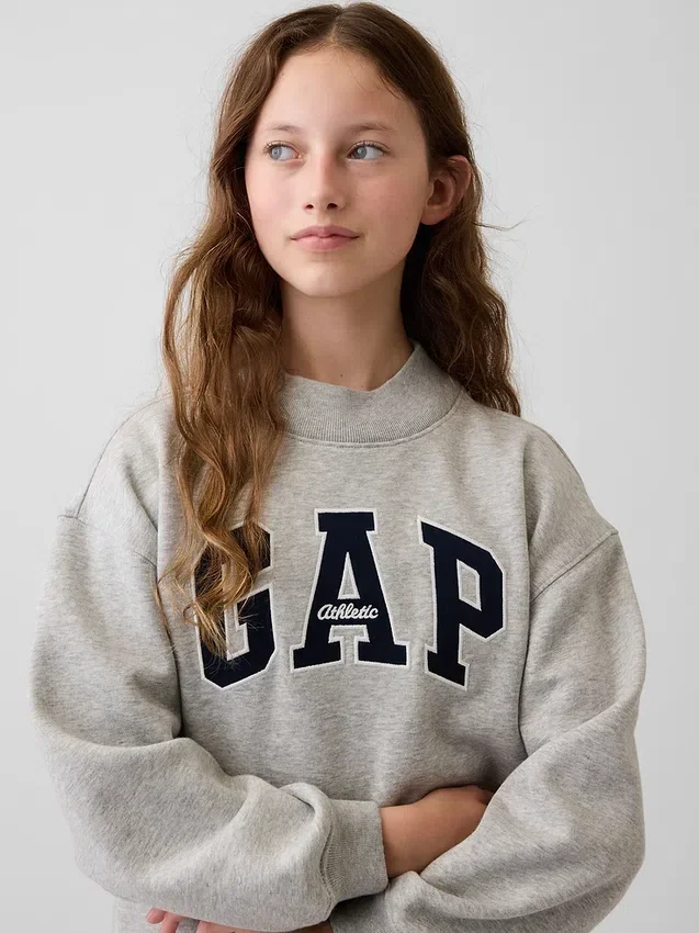 Vintagesoft oversized sweatshirt met logo en staande kraag voor kinderen