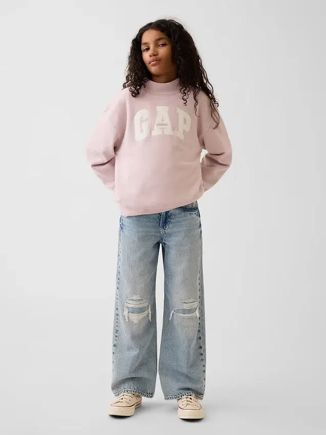 Vintagesoft oversized sweatshirt met logo en staande kraag voor kinderen