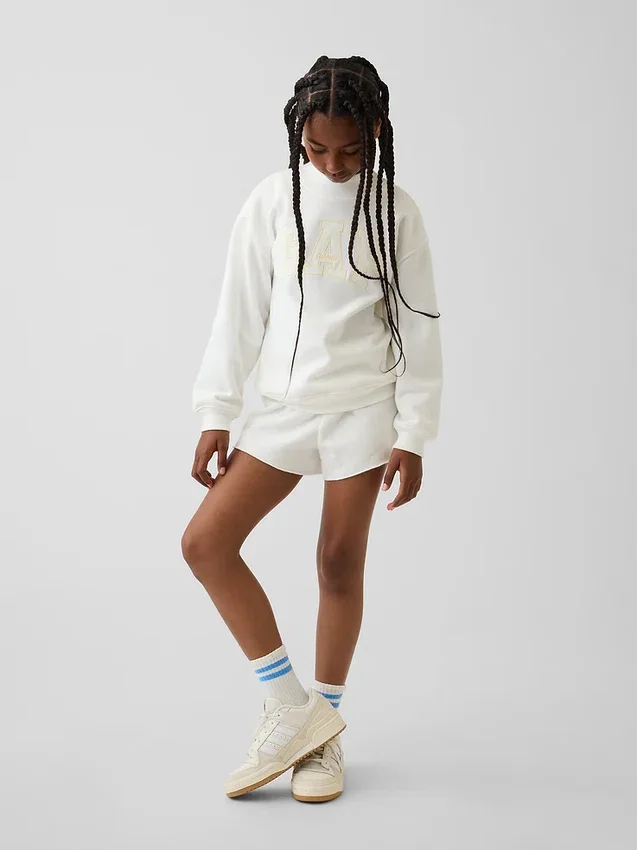Vintagesoft oversized sweatshirt met logo en staande kraag voor kinderen
