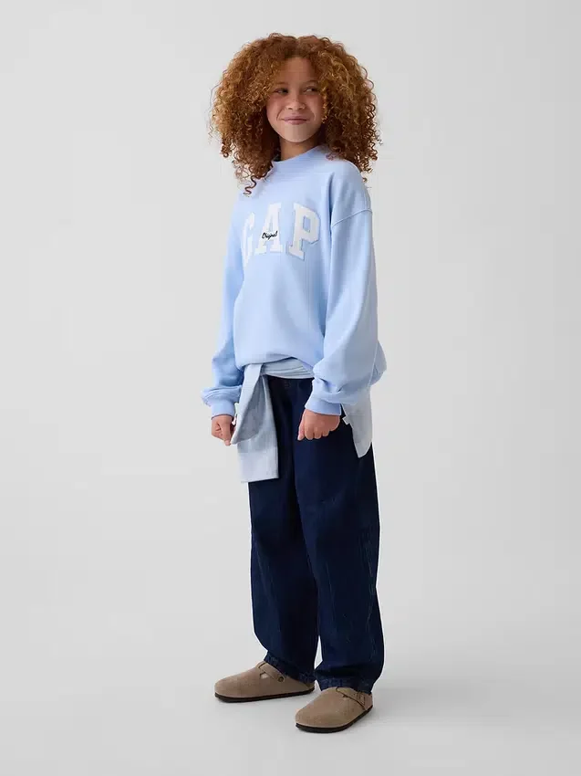 Vintagesoft oversized sweatshirt met logo en staande kraag voor kinderen