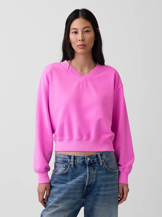 Vintagesoft oversized sweatshirt met V-hals