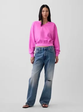 Vintagesoft oversized sweatshirt met V-hals