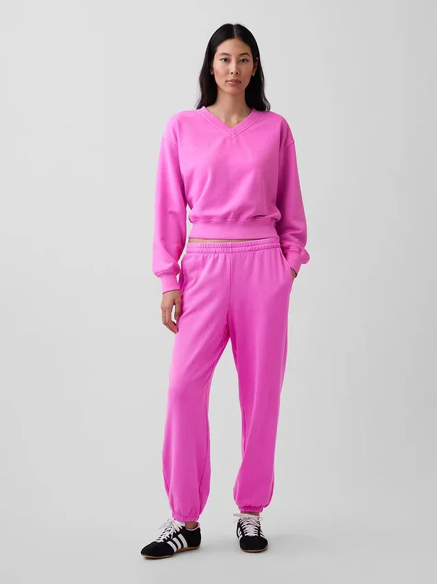 Vintagesoft oversized sweatshirt met V-hals
