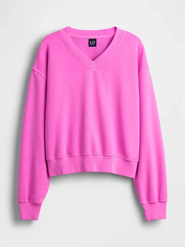 Vintagesoft oversized sweatshirt met V-hals