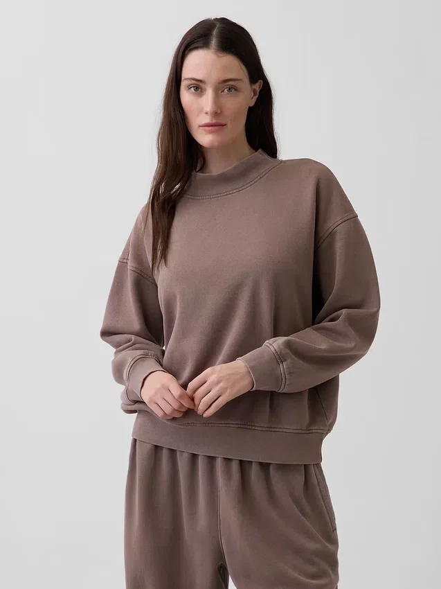 Vintagesoft oversized tuniek-sweatshirt met staande kraag