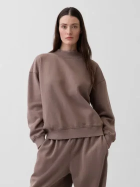 Vintagesoft oversized tuniek-sweatshirt met staande kraag