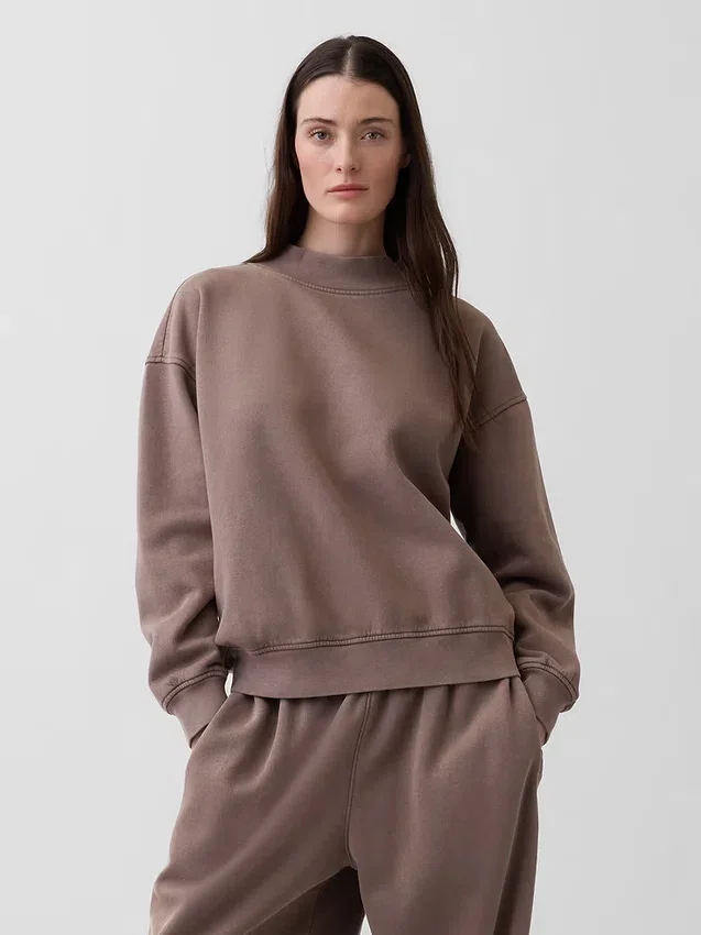 Vintagesoft oversized tuniek-sweatshirt met staande kraag