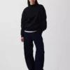 Vintagesoft oversized tuniek-sweatshirt met staande kraag