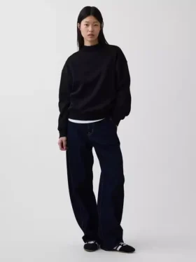 Vintagesoft oversized tuniek-sweatshirt met staande kraag
