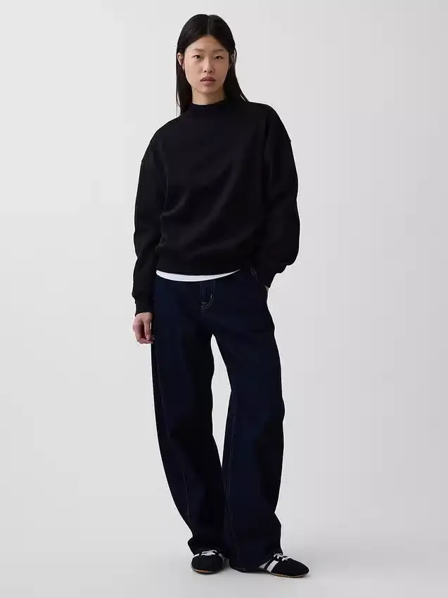 Vintagesoft oversized tuniek-sweatshirt met staande kraag