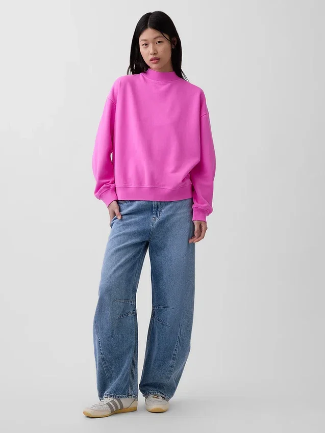 Vintagesoft oversized tuniek-sweatshirt met staande kraag