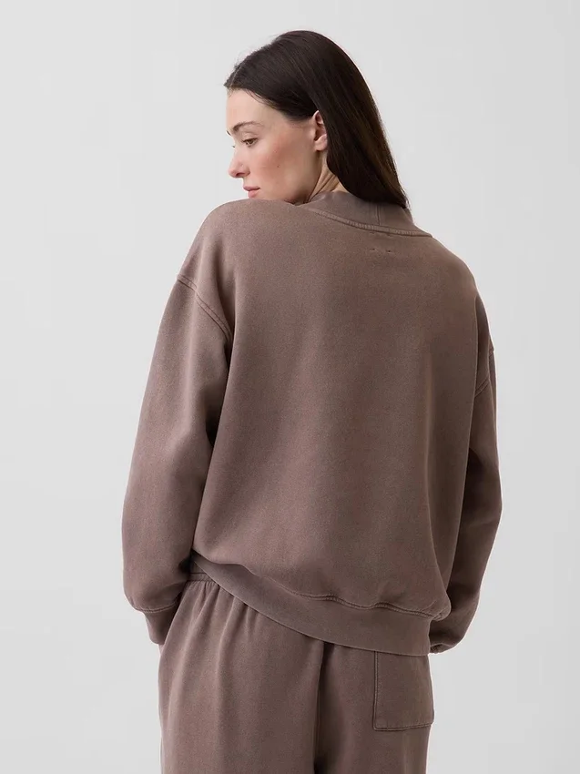 Vintagesoft oversized tuniek-sweatshirt met staande kraag