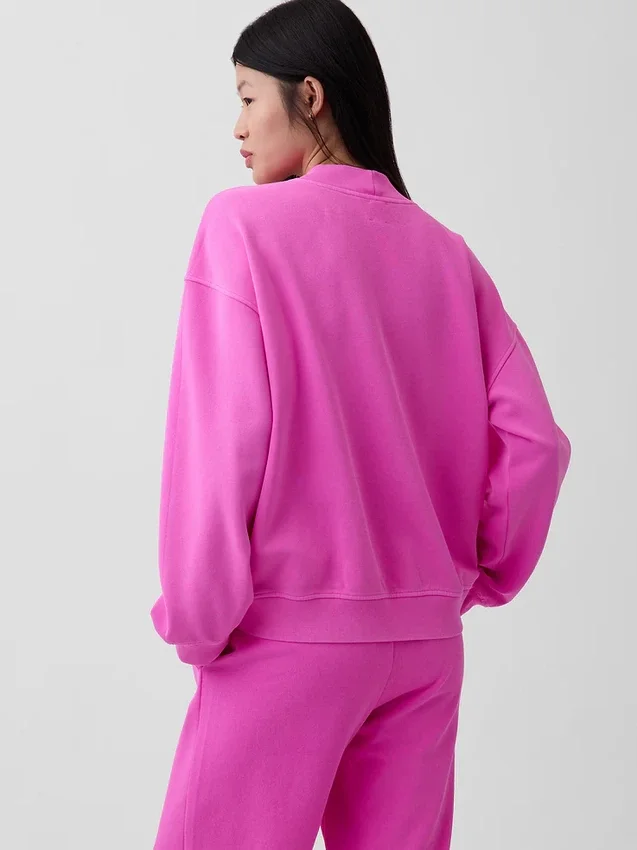 Vintagesoft oversized tuniek-sweatshirt met staande kraag